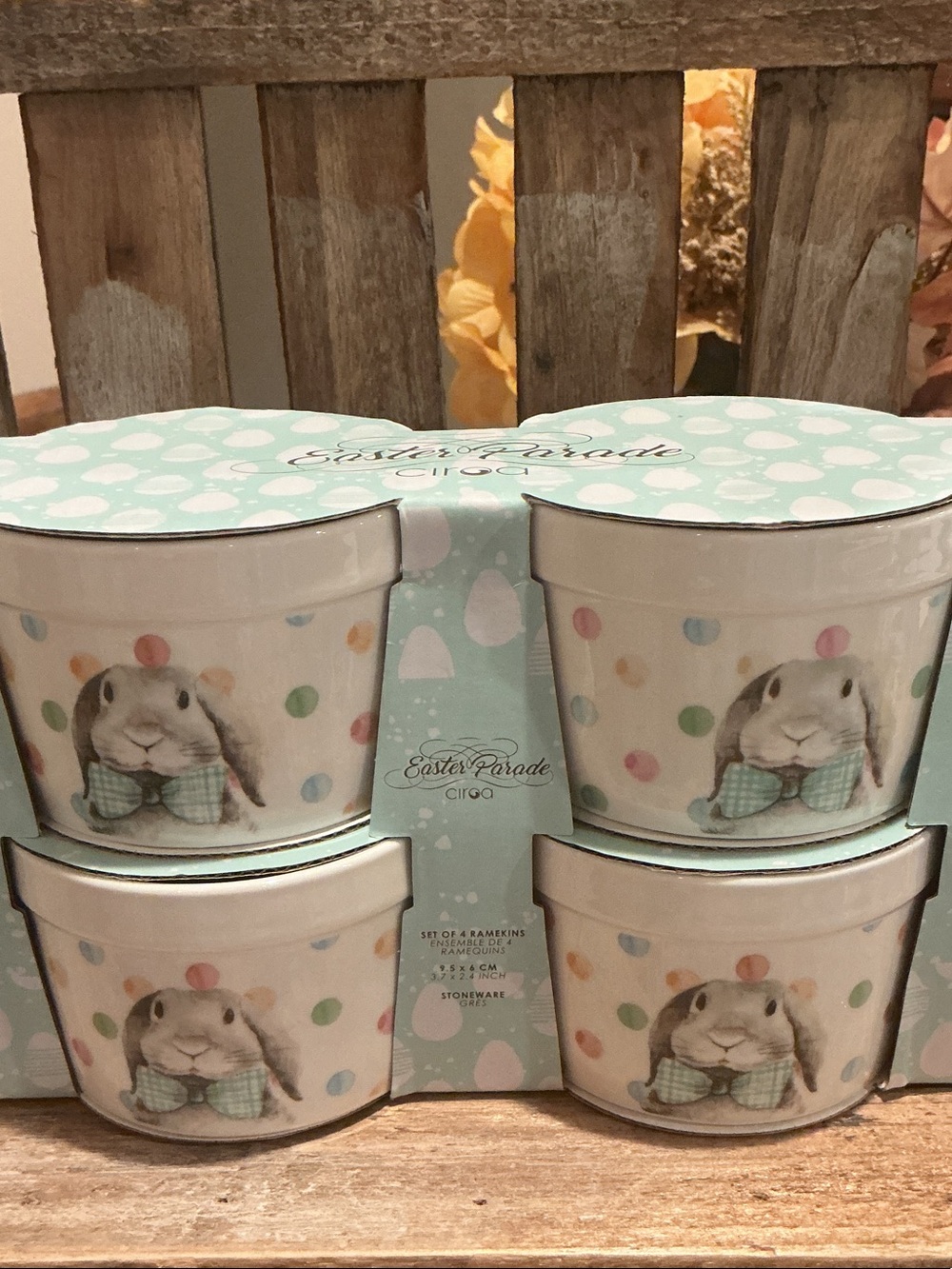 EUC - Ester Bunny Stoneware Ramekins - Set of 4